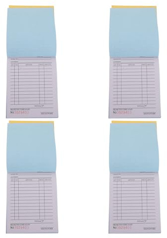 JEWEDECO 4 Blocs de Recibos Autocopiativos 3 Hojas por Página 64 Tamaños A6 60 Páginas para Registro Comercial y Formularios de Pedido para Pequeñas Empresas