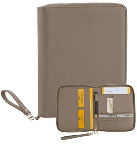 AWASG Organisateur de voyage pour documents familiaux, passeport, documents de voyage, carnet de vaccination, étui en cuir synthétique avec de nombreux compartiments, taupe, Einheitsgröße, Moderne