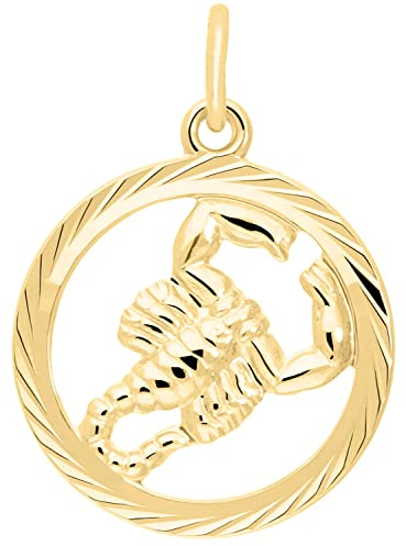My Gold Ciondolo Segno Zodiacale Scorpione (Senza Catena) Vero Oro Giallo 333 Oro (8 Carati) Ø 15mm Tondo Segno Zodiacale Gavno A-04433-G302-Sko