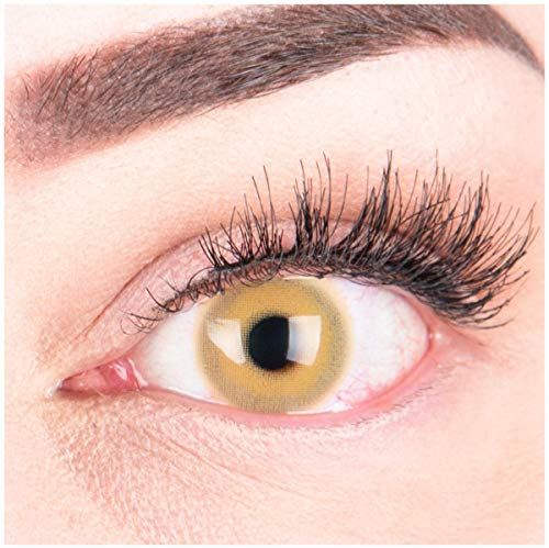 GLAMLENS Lenti a contatto colorate marrone chiaro Alice Brown Hazel - mensili - con porta lenti a contatto - marroni naturale in silicone idrogel - 2 pezzi - DIA 14.5 - senza correzione 0.00 diottrie