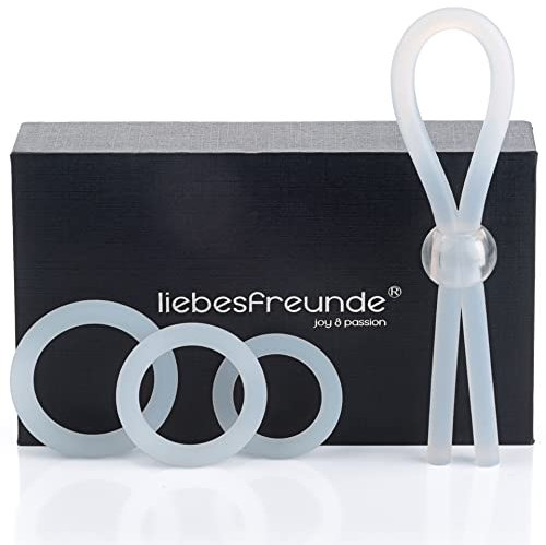 Liebesfreunde® Penisring Set für Männer - Cockringe + verstellbare Penisschlaufe I Sextoy-Set für eine starke Erektion Transparent