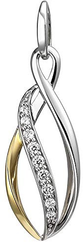 Jobo Damen Anhänger 925 Sterling Silber bicolor vergoldet 9 Zirkonia
