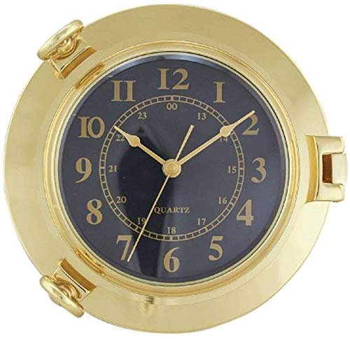 linoows Maritime Wanduhr, Luxus Schiffsuhr, Bullaugen Uhr, Messing poliert Ø 22,5 cm