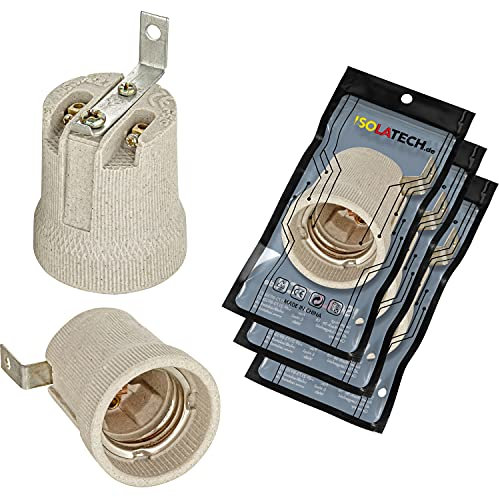 ISOLATECH 3pcs E27 grigio presa ceramica con staffa di montaggio/staffa esterna (max.250V/4A) lampadina per l'installazione a soffitto casa bagno cucina frigorifero presa staffa di montaggio