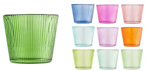 H&H Set 10 Portatealight, Vetro, Colori Assortiti, 7.5cm