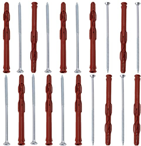 AERZETIX - C65007 - Juego de 10 tacos 10x140mm para ladrillos huecos/hormigón celular + 10 tornillos Ø6x140mm con cabeza fresada - en nylon/metal - fijación materiales huecos trabajos taladrado