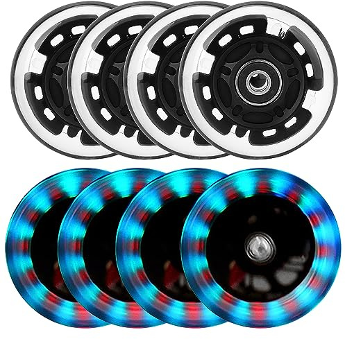 8 Pack Light Up Inline Skate Wheels 64mm 72mm 76mm 80mm With ABEC-9 Bearing - 85A for Indoor & Outdoor