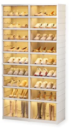 MAGIC SELECT Scarpiera Pieghevole, Scarpiera Armadio, Portascarpe Modular per 36 paia, 9 Livelli. Stoccaggio Traspirante senza Installazione Antipolvere per Scarpe (Bianco)