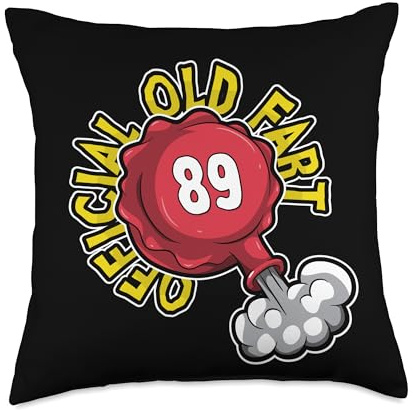 89th Birthday Official Old Fart Funny Red Whopee Cushion Throw Pillow