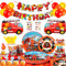 Feuerwehr Deko Kindergeburtstag,155pcs Feuerwehr Geburtstag Deko Partygeschirr Set Deko Feuerwehr Geburtstag luftballons Banner Feuerwehr Party Teller Tasse Tischdecke etc Feuerwehrauto Partyzubehör