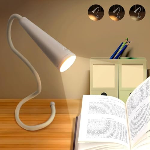 Amzxiubii 4-in-1 Kabellos Akku LED Leselampe, Tragbare Multifunktional, USB Aufladbar Lampe, 360° Flexibel Buchlampe, 3 Farben & Helligkeitsstufen Dimmbar, 1200mAh Batteriebetrieben, Weiß, 4W