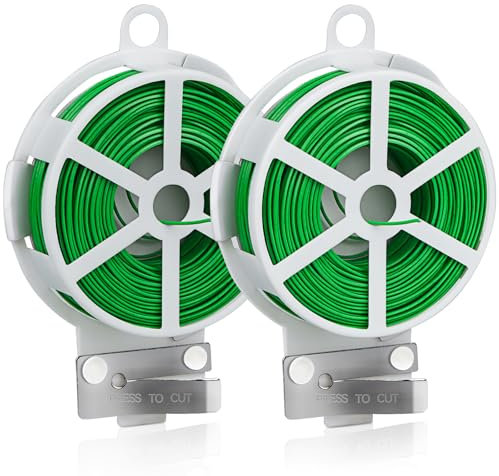 Fil de Attache Plante Jardin, 100m Fil Jardinage Vert, Fil de Serrage pour Jardin, Attache Plante Ajustable Fil D'attache Avec Cutter pour Plantes pour Jardinage, Maison, Projets de Bricolage