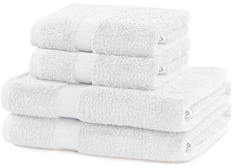 DecoKing 4er Set Baumwolle Qualität 525g/m² 2 Handtücher 50x100 cm und 2 Badetücher 70x140 cm weiß saugfähig Marina