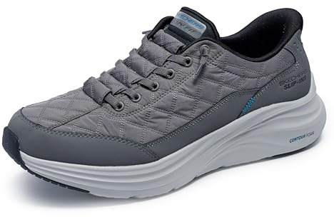 Skechers Men's Contour Foam Cozy Fit Hands Free Slip-in Sneaker,Charcoal/Black,10.5