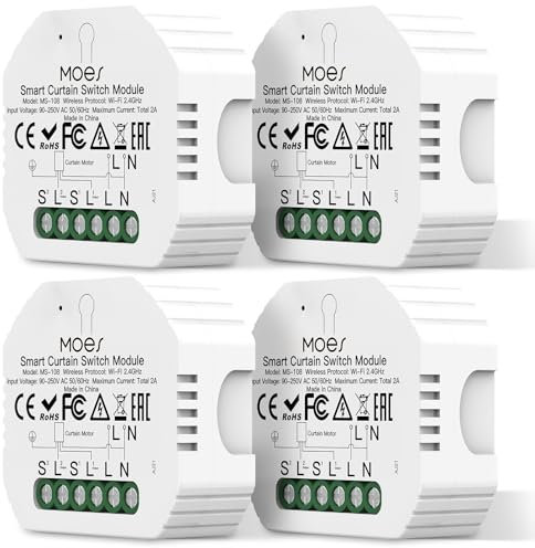 MOES Tuya WiFi - Set di 4 interruttori per tapparelle, timer per tapparelle, compatibile con Alexa Google Assistant, MOES/Tuya/Smart Life