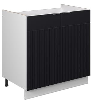 Vicco Spülenunterschrank Fame-Line, Schwarz gestreift, 80 cm ohne Arbeitsplatte