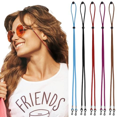 5Pcs Gläser Kette Sonnenbrillen Strap Brillen Schnur Leichte rutschfeste Brillen String Eyewear Retainer Lesebrille Lanyard um Hals für Frauen, Männer, Outdoor, Sport