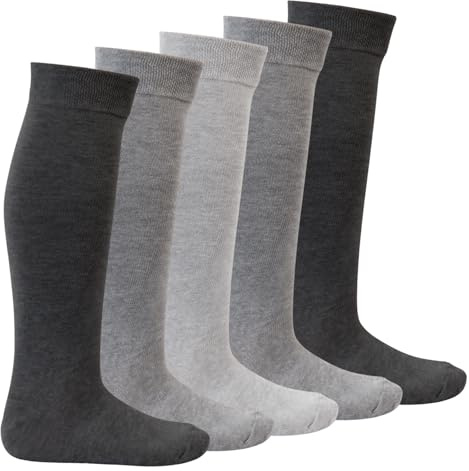 Footstar EVERYDAY! Lot de 5 paires de chaussettes longues pour enfants filles et garçons - Chaussettes de base pour enfants kniehoch, 31-34