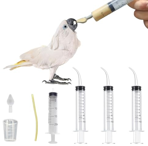 Suxgumoe Baby Bird Parrot Juego de jeringa de alimentación con tubos de gavage, aves de bebé, loros, jeringas para alimentación de manos para pájaros lecheros, loros, pequeños