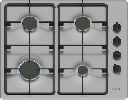 Bosch, Series 2, PBP6B5K60, 60cm Gas Hob with 4 burners, 2 Cast iron finish supports, new standard sword dials, Side control