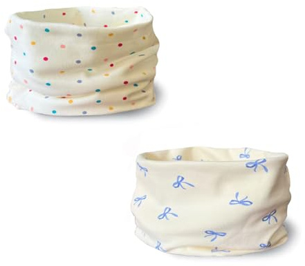 ENSTAB 2 Pcs Écharpe Cache-cou Enfants Coton Automne Hiver Écharpe Bébé Boucle Cache-cou Foulards Bébé Filles et Garçons… (Fille-F)