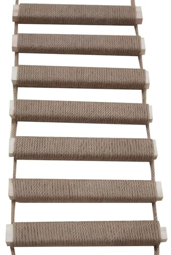 HoveeLuty Katzenleiter, 25, 4 x 99, 1 cm, hängende Katzenbrücke aus Holz, umwickelt mit Leinenseil, Kratzfeste Katzenleiter für Hauskatzen, Katzenbedarf, Katzenklettergerüst, für Hauskatzen, Kat