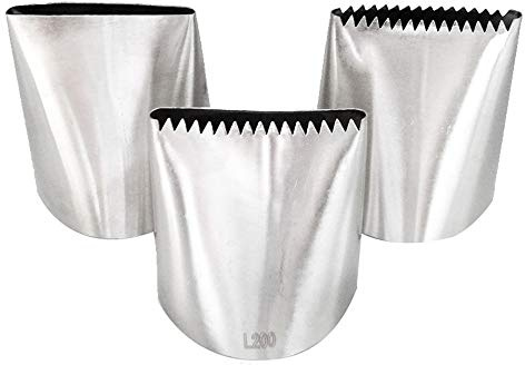 Set di beccucci per tubazioni in acciaio inox 304 – 200 #, 201 #, 202 # extra – large piatti/ugelli seghettati per decorazione di torte, pasticceria e fondente