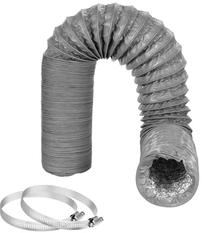 Ducting Vent Hose 100mm Aluminum PVC Ventilation Air Ducting Tumble Dryer Vent Hose with 2 Clamps