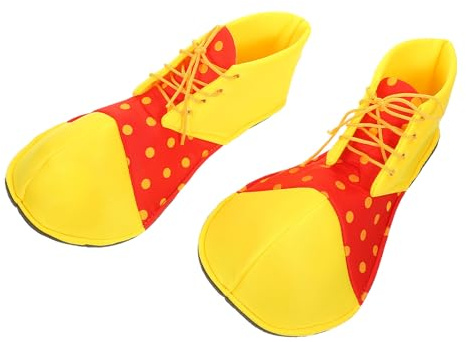 VALICLUD Zapatos Grandes de para Disfraz de Halloween con Lunares Rojos y Punta Amarilla, Accesorios de Cosplay Flexibles e hipoalergénicos, Ideales para Fiestas y actuaciones
