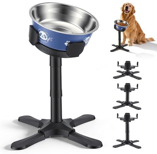 Comedero Perro Elevado con 2,1 L grande tazones de Acero Inoxidable, cuenco elevado para perros con soporte, ajustables 14-32 cm, Comedero y Bebedero Perro para Perros Pequeños, Medianos y Grandes