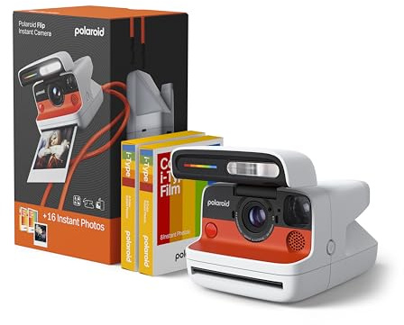 Polaroid Flip - Pacchetto fotocamera istantanea bianca + pellicola a colori (16 foto)