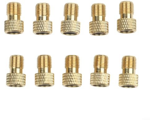 Cykelventiladapter 10 st guld för presta till konverteringssats aluminiumlegering luftpump tillbehör för mountainroad elcyklar 1,3 cm