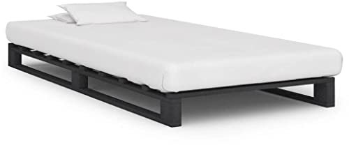 vidaXL Palettenbett Grau Massivholz Kiefer 100×200 cm