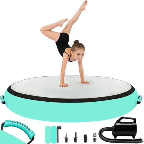 Airspot Air Track-matta 20 cm höjd, uppblåsbara gymnastikmattor, gymnastikmatta med pump, träningsmatta, sportmatta yogamatta