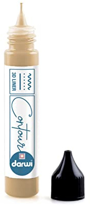 DARWI - DA0690030050C - Un Contorno vetro - Flacone applicatore per pittura su vetro -contorno vetro con imbuto applicatore - colore Oro - 30 ML - DARWI GLASS