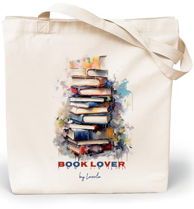 Loxato Tote Bag Aesthetic - Borsa Shopper Cotone 220g/m2 35x42cm - Borsa Tela Donna - Borse Shopper Tela - Extra Largo 8cm
