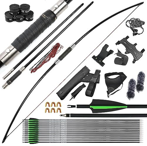 surwolf 25-120 lb. Geteilter Langbogen Takedown Englischer Langbogen Bogenschießen Recurvebogen Set Traditioneller Recurvebogen Jagdbogen für Erwachsene Bogenschießen im Freien (50lbs, Bogen Set)