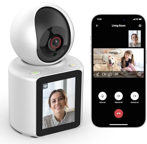 SHIWOJIA Telecamera WiFi Interno, Telecamera Monitor Anziano/Bambino con Chiamata con un Pulsante, Audio a 2 vie, 360°Ruotare, Visione Notturna, Rilevamento del Movimento