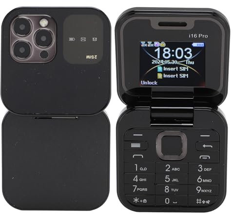 Teléfono Plegable 2G 2024 Nuevo Mini Plegable con Radio FM, Voz Mágica, Pantalla Pequeña, 2 Tarjetas SIM, Vibración, Lista Negra