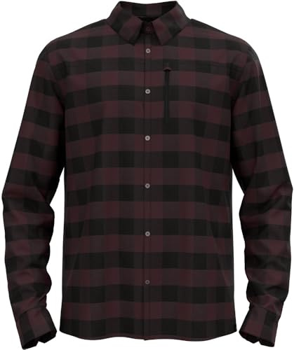 Odlo T-Shirt de randonnée à Manches Longues Halden I T-Shirt Fonctionnel de randonnée Respirant pour Homme, Black - Fudge, L