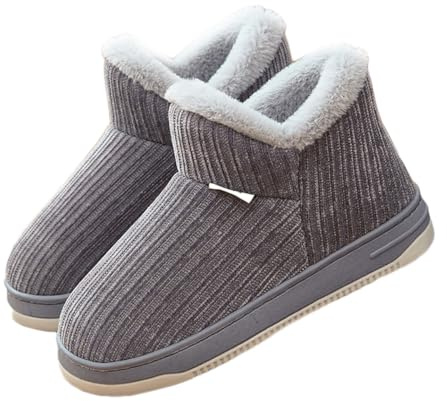 AUXDIQ Zapatillas de Estar por Casa Invierno Hombre Mujer Cálido Pantuflas Botas Interior Antideslizante, Gris, 40/41 EU