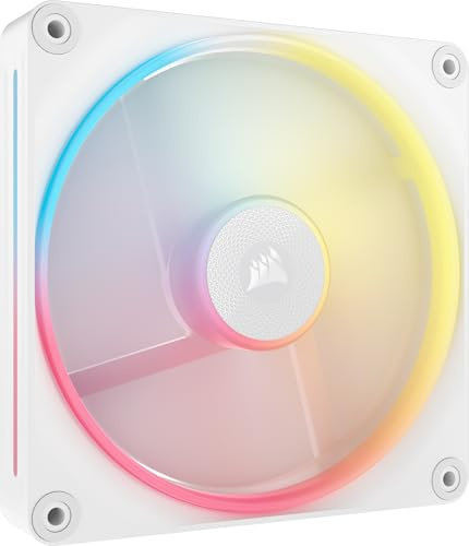 Corsair iCUE LINK LX140-R RGB 140mm PWM Reverse Fan – Single Fan – Low-Noise, Magnetic Dome Bearing, Dual Light Loops, QuikTurn™ Screws, Zero RPM Mode – White