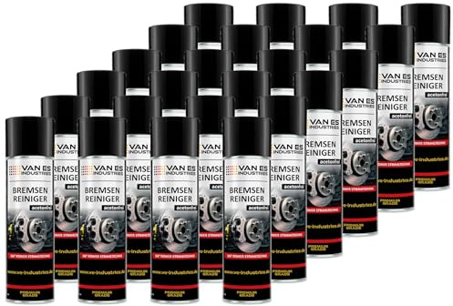Van ES Industries 24x Bremsenreiniger 500ml 360° Power-Strahltechnik Acetonfrei, löst effektiv Fett und Schmutz