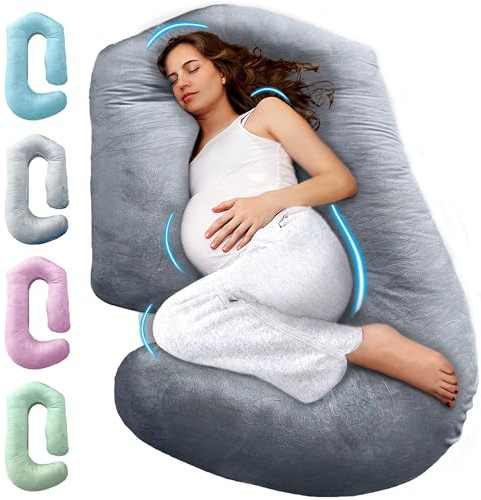 PILLANI Pregnancy Pillows for Sleeping – 57-Inch Maternity Pillow for Pregnant Women with Removable Washable Cover – Support for Back, Belly, Neck, Legs, and Hips – V C U Shaped Full Body Pillow