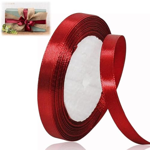 Nastro di Raso Regalo Bordeaux per Fiocchi - 22 Metri x 10 mm - Accessori per Capelli, Matrimoni e Regali di San Valentino