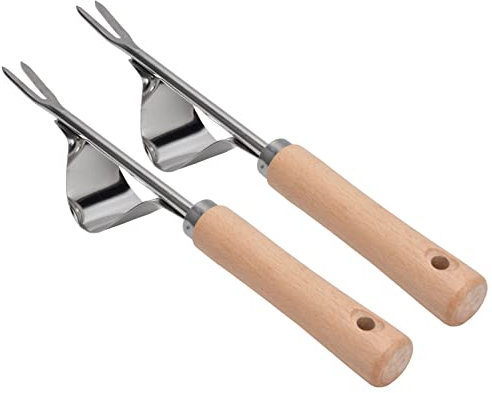 CFTGIW 2Pcs Garden Hand Weeder Stainl Steel Sturdy Rustproof Glossy Handle Removal Tool Versatile Is Tackling a Garden Such Thistles Crabg Garden Hand Weeder Removal Tool Puller Tool