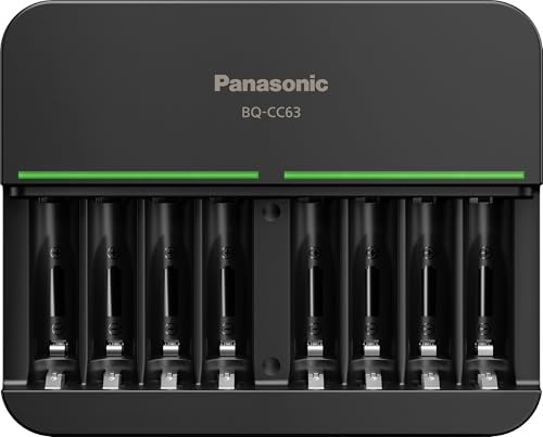 Panasonic BQ-CC63AKBBA Advanced eneloop pro 8-Position Individual Rechargeable Battery 6-Hour Quick Charger with 8 LED Charge Indicator Lights