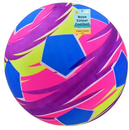 Electoys PVC Football For Kids | 9 Large Deflated Play Balls | Neon Pool Bounce Ball | Water Bouncing Beach Balls | Summer Pool Toys Garden Games Holiday Outdoor Fun