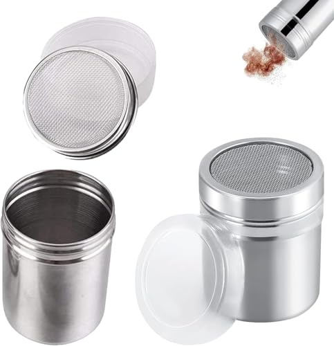 2-Piece Stainless Steel Baking Shaker Set for Flour & Sugar with Fine Mesh Sifter