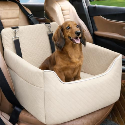 ALL GOOD PET SUPPLIES Dog Car Seat for Small/Medium Dogs Under 35lbs, Soft Booster Car Seat with Detachable Washable Cover and Cushion, Puppy Dog Car Bed